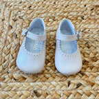 SCARPINE BATTESIMO BIMBA – MARY JANE ROSA IN PELLE CON CINTURINO