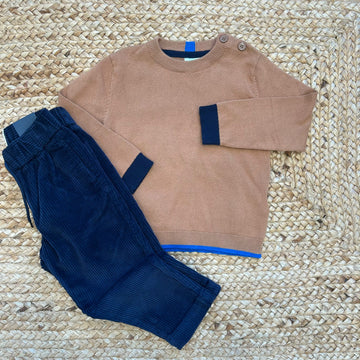 Completo bimbo cammello e blu