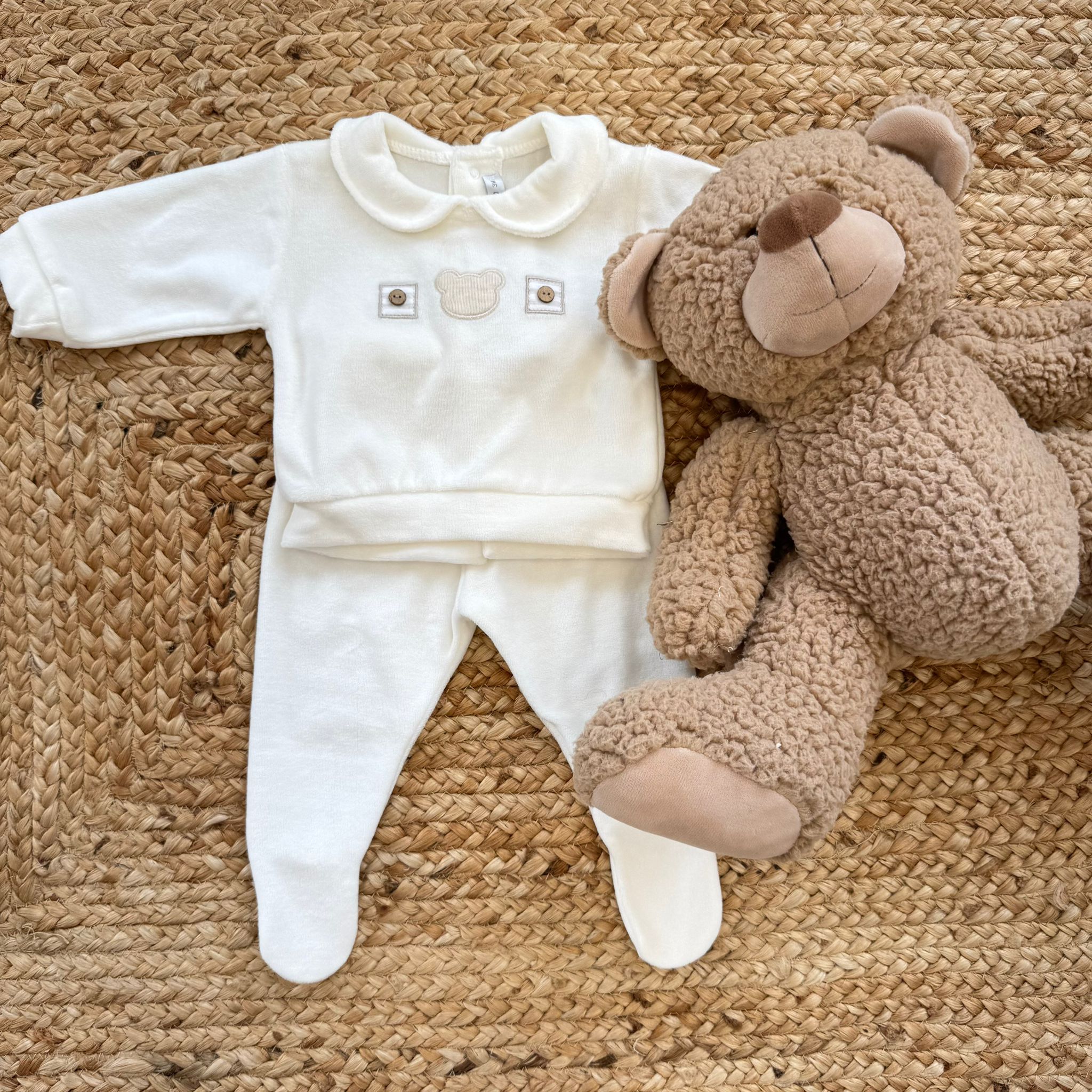 Tutina neonato/a caldo cotone panna orsetto