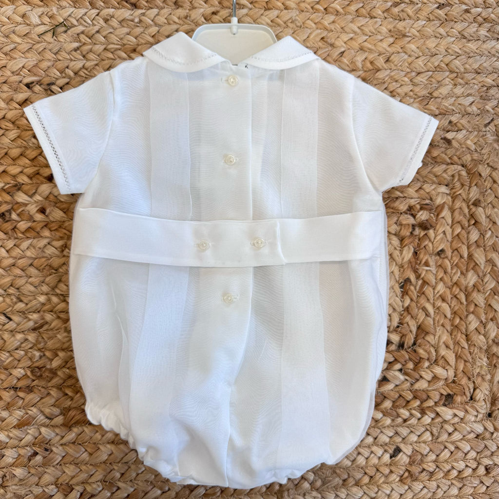 PAGLIACCETTO BATTESIMO MASCHIETTO BIANCO CON PIZZO E COLLETTO RICAMATO