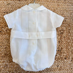 PAGLIACCETTO BATTESIMO MASCHIETTO BIANCO CON PIZZO E COLLETTO RICAMATO