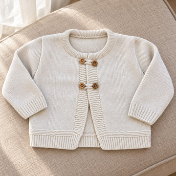 Cardigan battesimo neonato beige in maglia