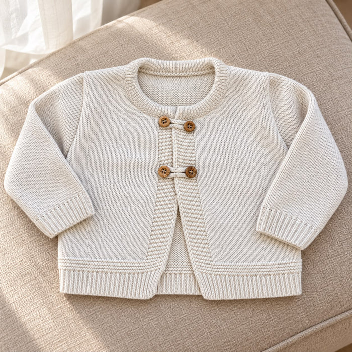 Cardigan battesimo neonato beige in maglia