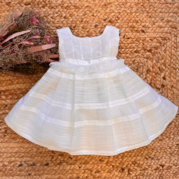ABITO BATTESIMO BIANCO BAMBINA CON TESSUTO TRAMATO