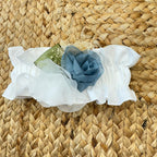 Fascia battesimo bimba in cotone con fiori e pizzo