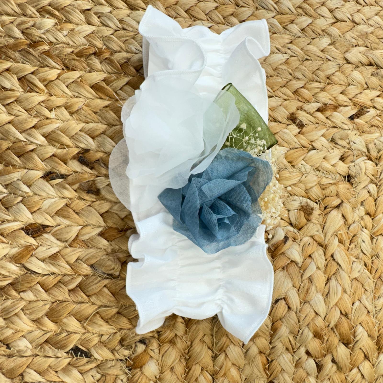Fascia battesimo bimba in cotone con fiori e pizzo