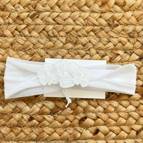 fascia battesimo bimba con fiori ricamati