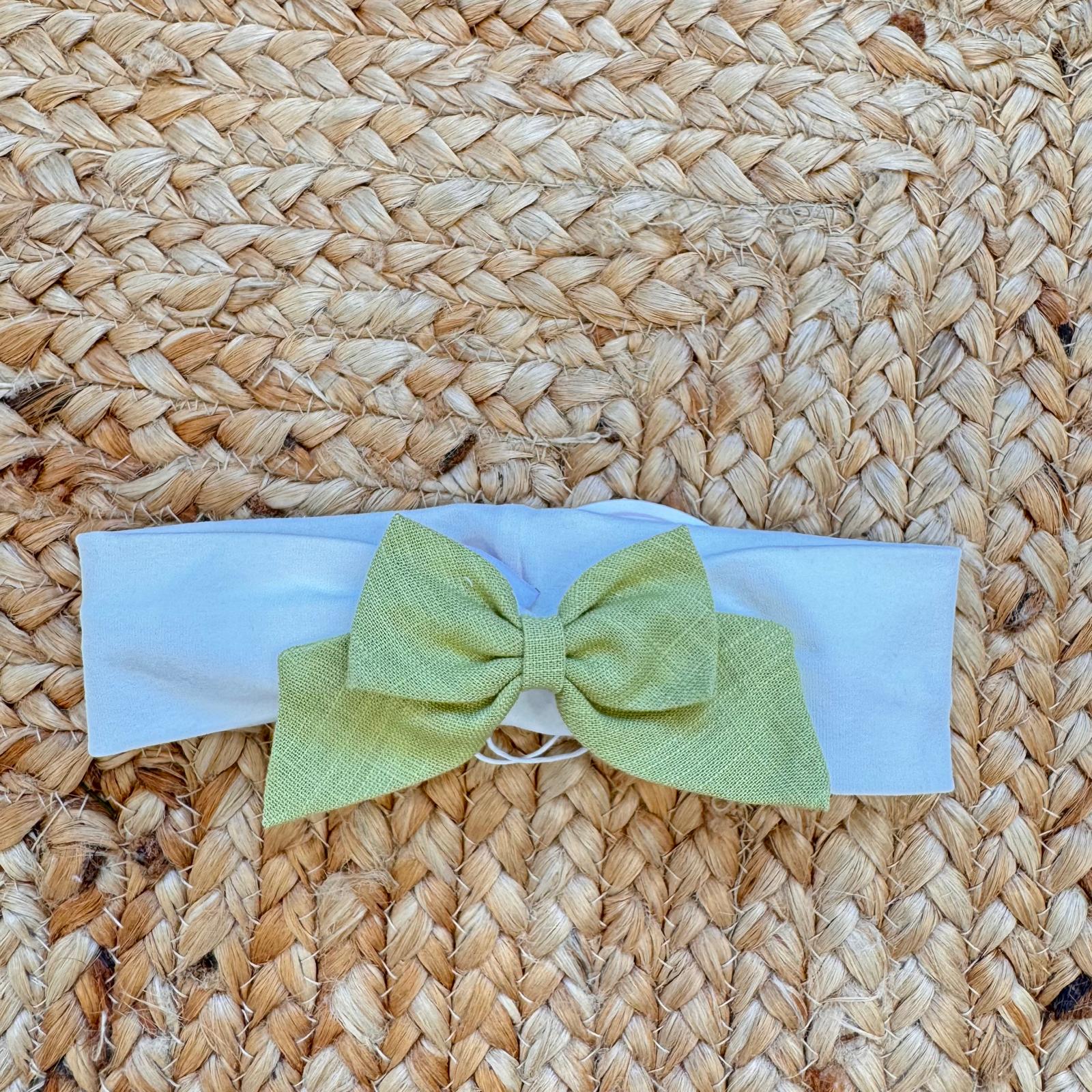 fascia capelli neonata con fiocco verde elegante