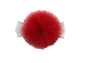 Fascia Bimba Color Bianco Latte/Rosso Con Pom Pom