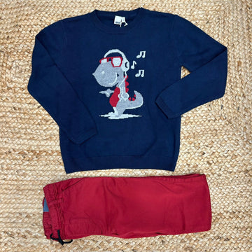 Completo bimbo blu e rosso dinosauro