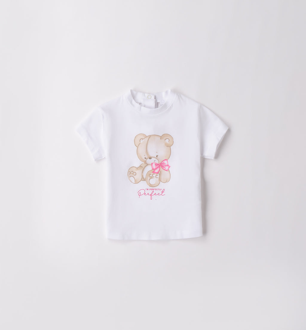 Pantaloni bambina rosa con elastico in vita e fiocchetto decorativo
