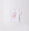 Pantaloni bambina rosa con elastico in vita e fiocchetto decorativo