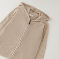 Felpa beige bimbo con cappuccio e zip frontale in lavorazione a maglia