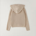 Felpa beige bimbo con cappuccio e zip frontale in lavorazione a maglia