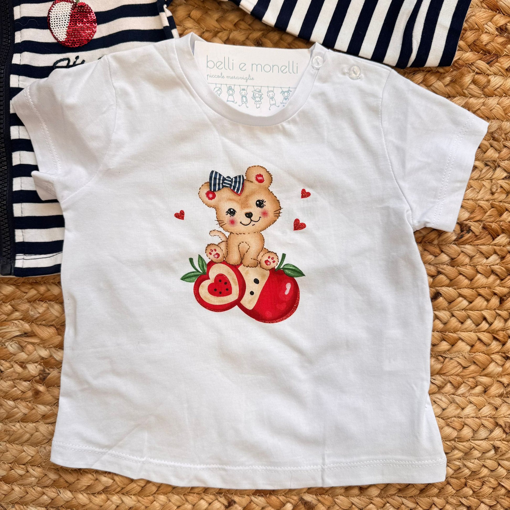 felpa bimba righe blu con cappuccio zip dettagli decorativi