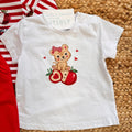 felpa bimba righe rosse con cappuccio zip dettagli ricamati