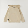 Felpa bimbo beige con cappuccio e tasca marsupio frontale