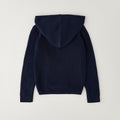 Felpa blu bimbo con cappuccio e zip frontale in lavorazione a maglia