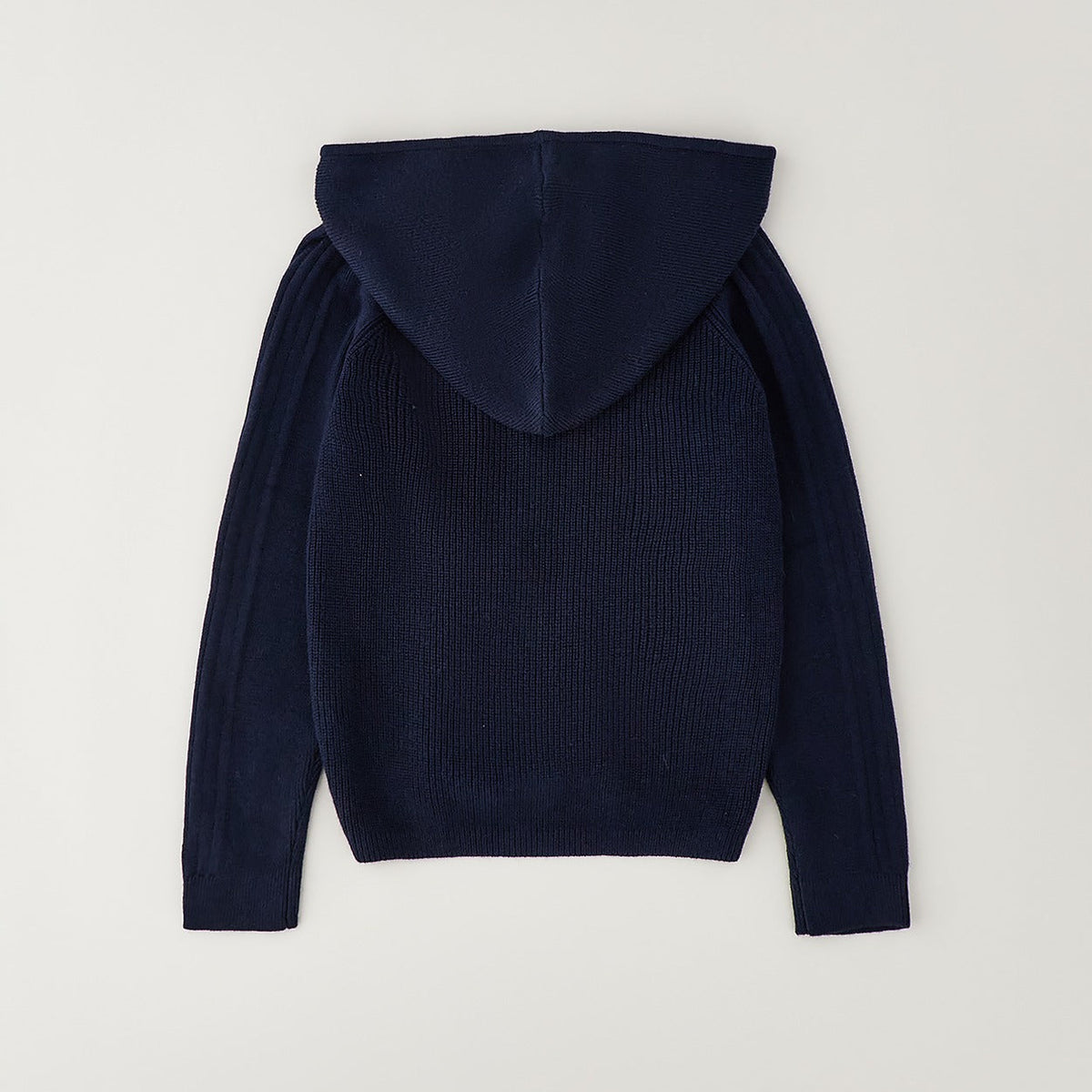 Felpa blu bimbo con cappuccio e zip frontale in lavorazione a maglia