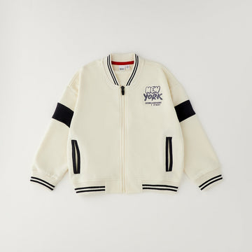 Felpa college bimbo panna iDO con zip e dettagli blu navy