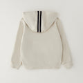 Felpa bimbo panna con cappuccio zip bande nere e stampa 91