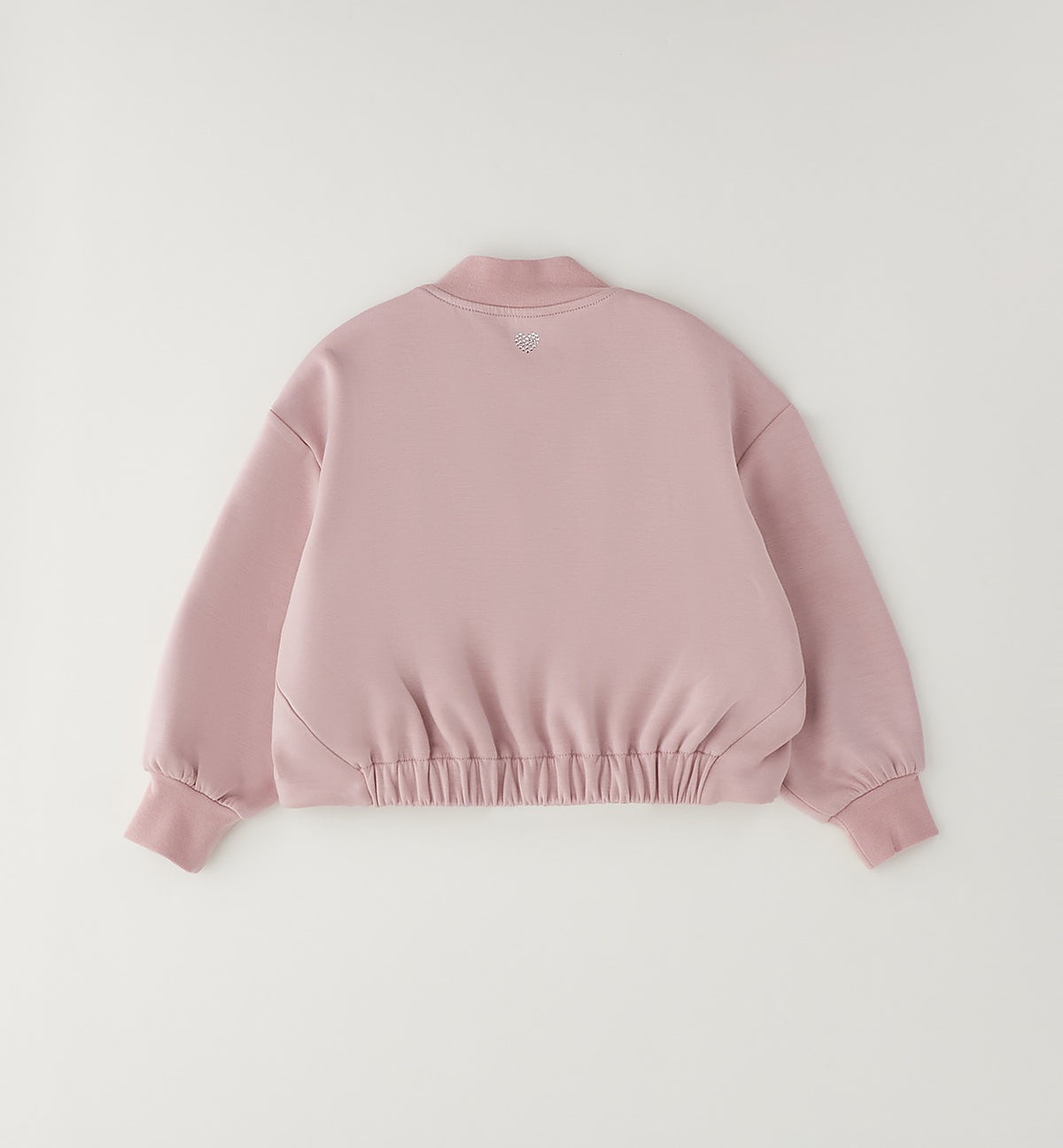 Felpa rosa bimba con zip frontale e manica lunga