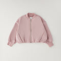 Felpa rosa bimba con zip frontale e manica lunga