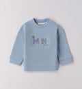 felpa azzurra ricamata mini banda neonato