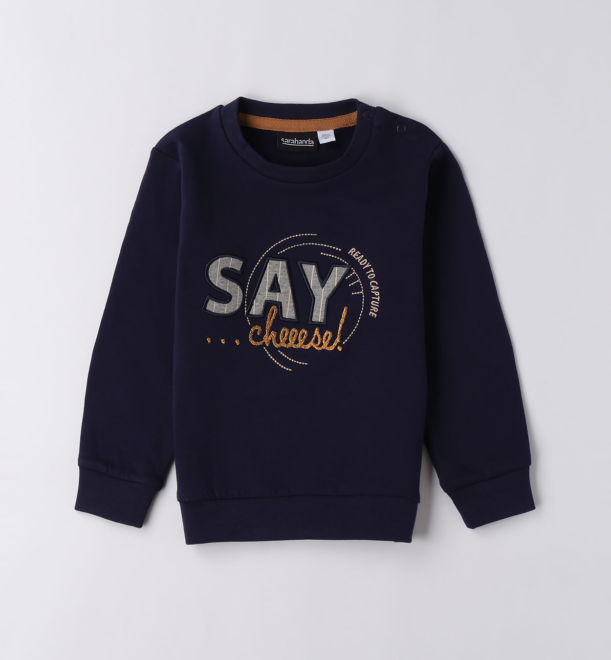 felpa bimbo blu SAY CHEESE con ricamo