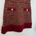 Abito elegante bambina in bouclé bordeaux con lurex, bordi rossi e taschine decorate