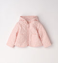 giubbotto neonata rosa trapuntato con cappuccio