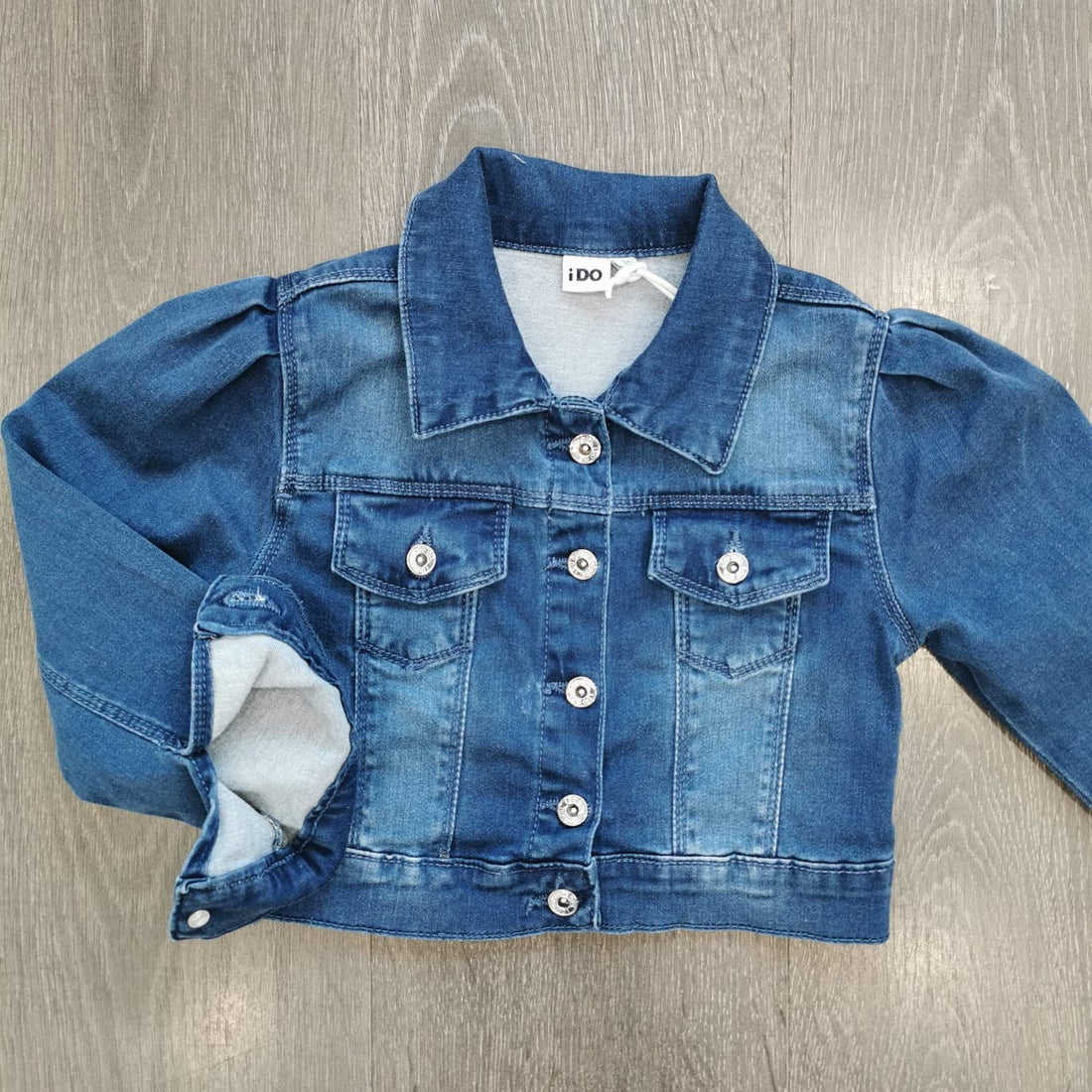 Giacca jeans bambina modello classico con tasche e bottoni