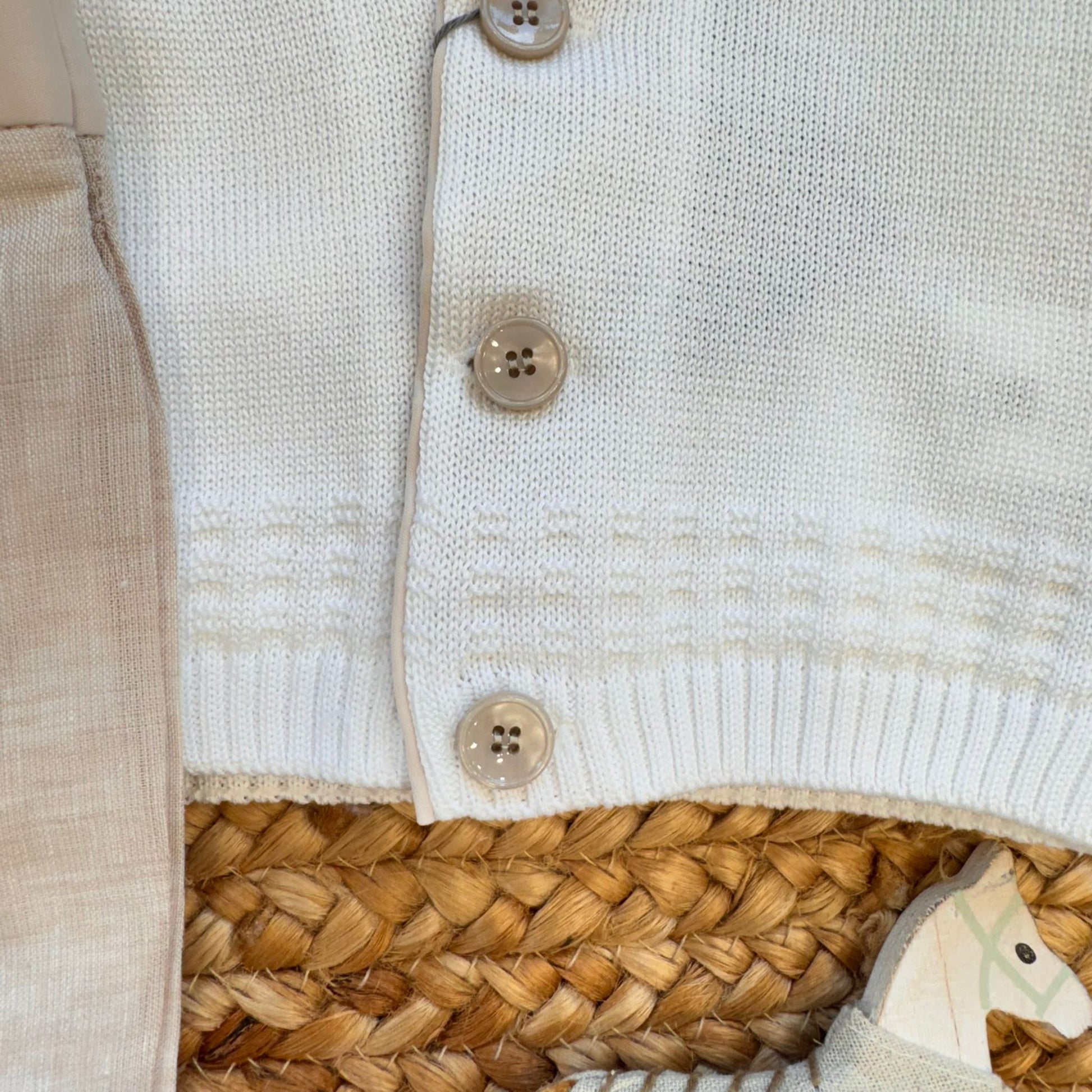 giacca elegante neonato in cotone con bottoni e revers beige
