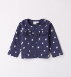 giacchina bambina blu navy stampa fiori volant