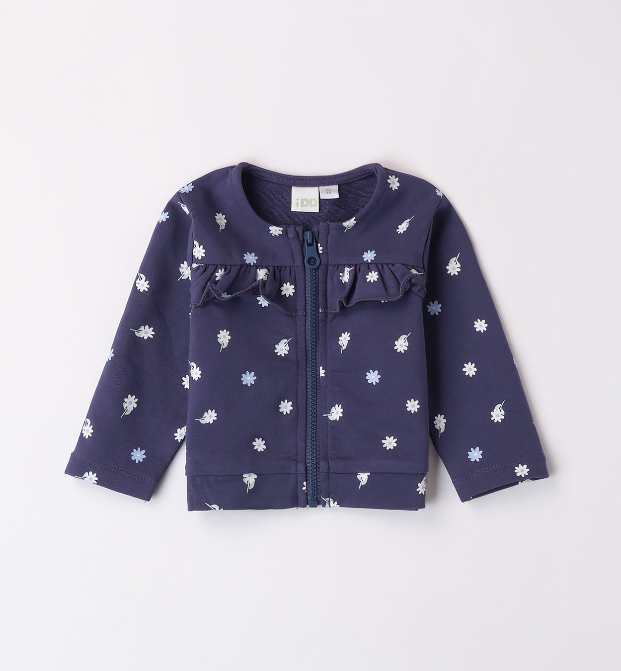 giacchina bambina blu navy stampa fiori volant
