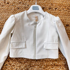 Giacchina elegante panna per bambina con zip frontale