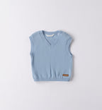 Gilet azzurro cielo in cotone per bambino con bottoni sulla spalla