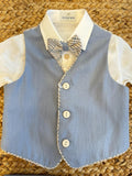gilet azzurro lino bambino battesimo