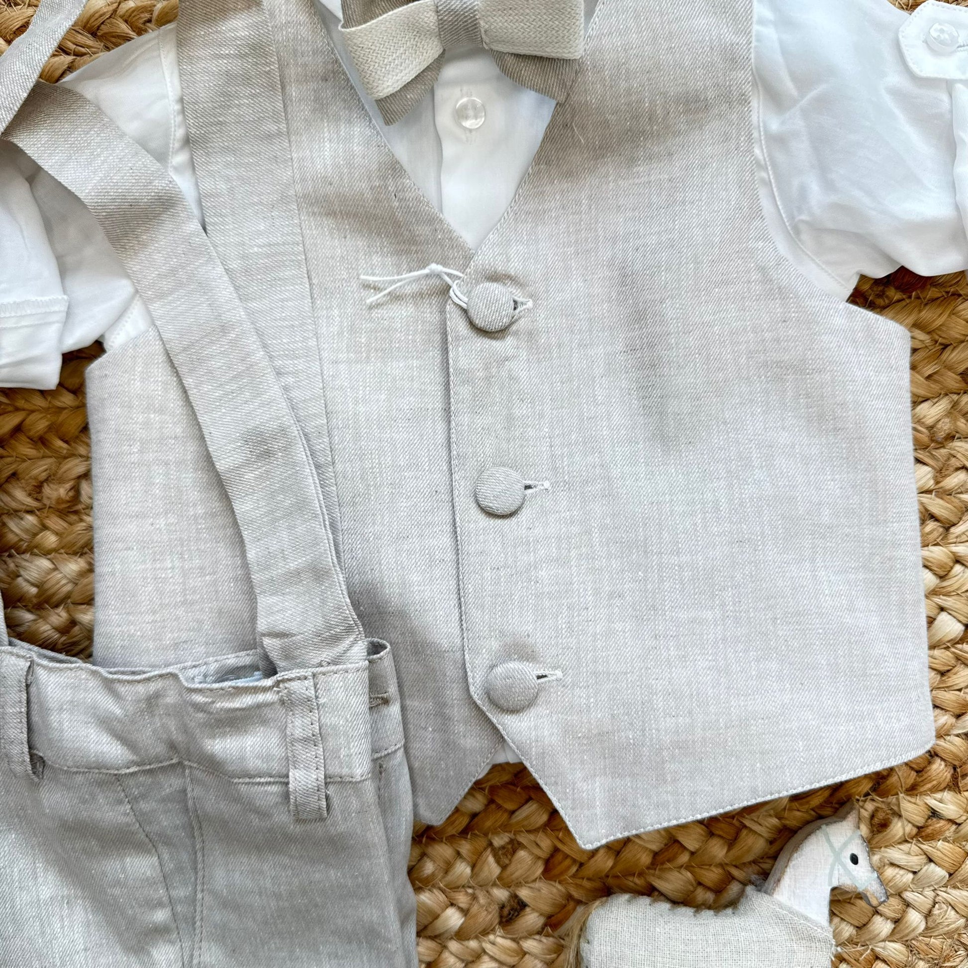 gilet elegante bimbo battesimo lino