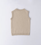 Gilet in maglia, camicia bianca e pantaloni navy per bambino, abbigliamento elegante cerimonia.