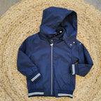Giubbotto blu navy da bambino con zip e cappuccio staccabile