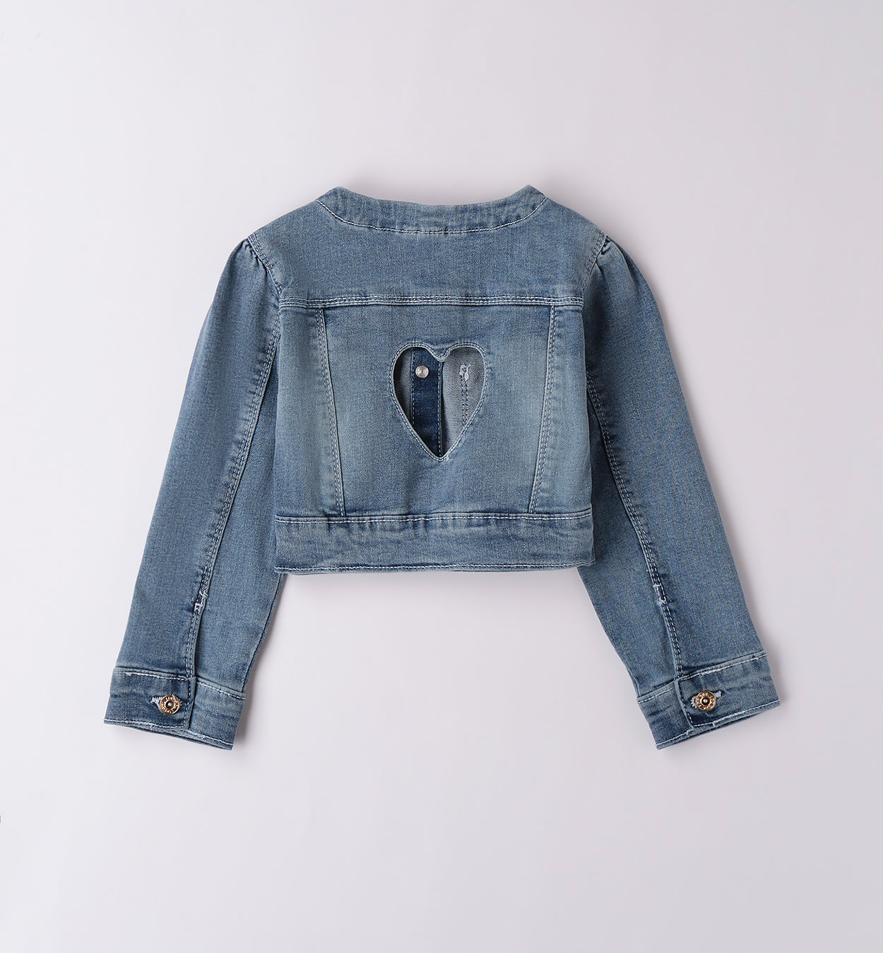 Giubbotto denim bambina con tasche e strass