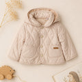 Giubbotto trapuntato beige bambina Minibanda con cappuccio visto dal retro