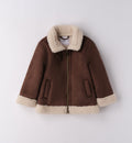 giubbotto bambino marrone con interno in pelliccia eco frontale