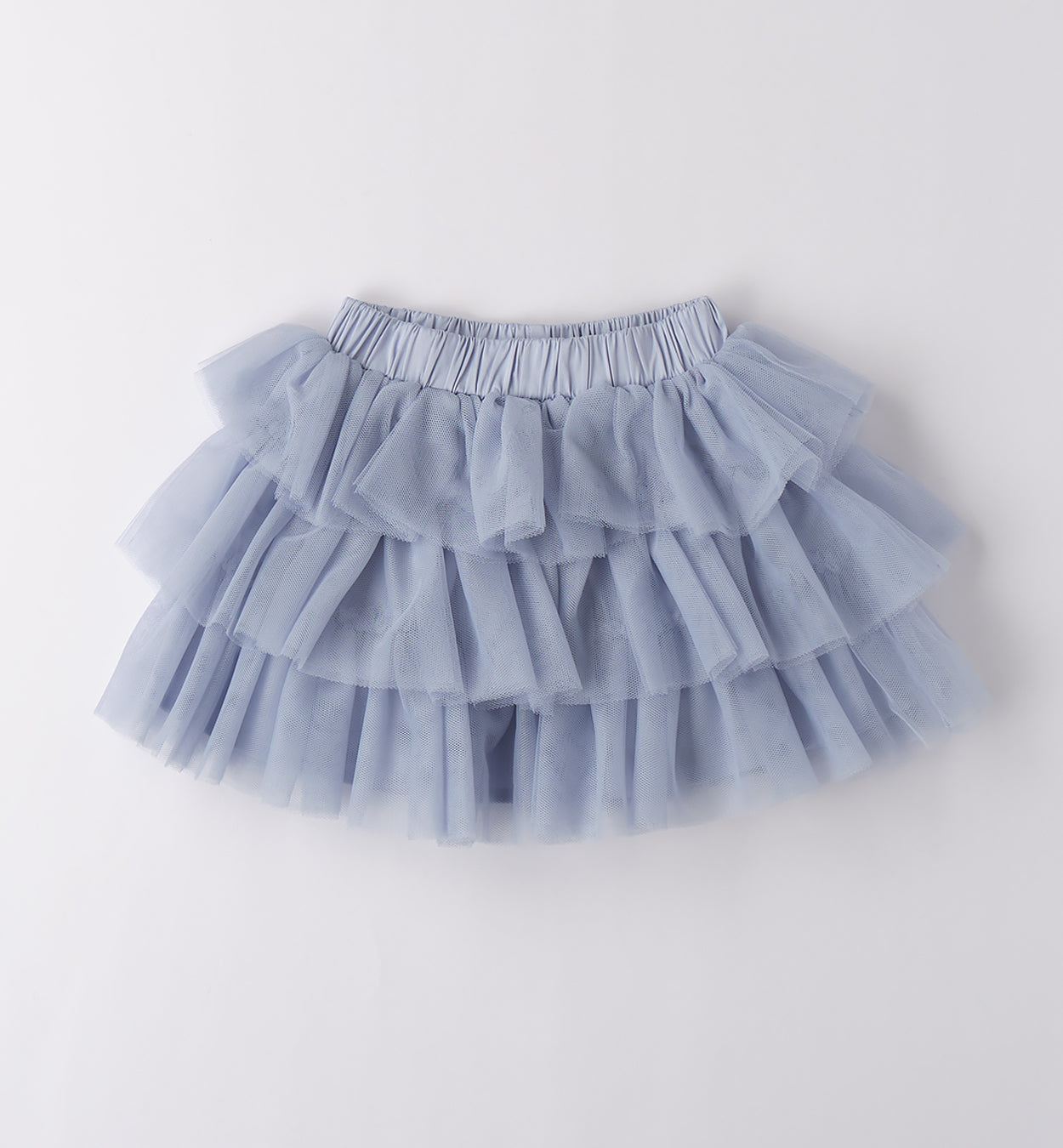 Gonna in tulle a balze azzurro cielo per bambina