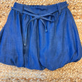 Gonna chambray bambina con cintura a fiocco regolabile

