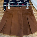 Completo bimba Dr.Kid con gilet blu a orsetti e tulipani, camicia bianca con colletto sangallo e gonna pantalone marrone.