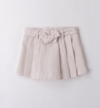 Gonna-pantalone bambina beige a righe con fiocco