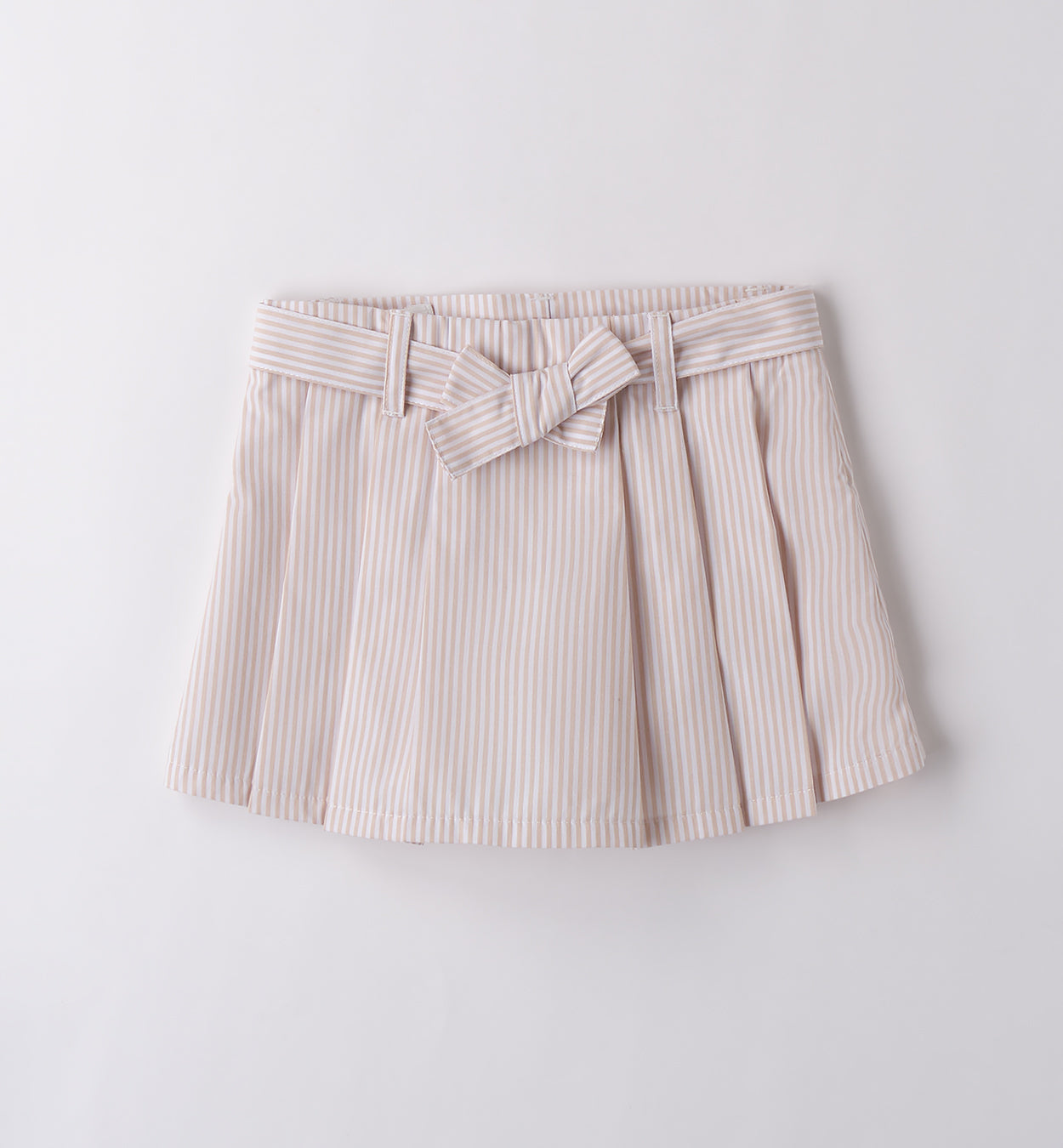 Gonna-pantalone bambina beige a righe con fiocco