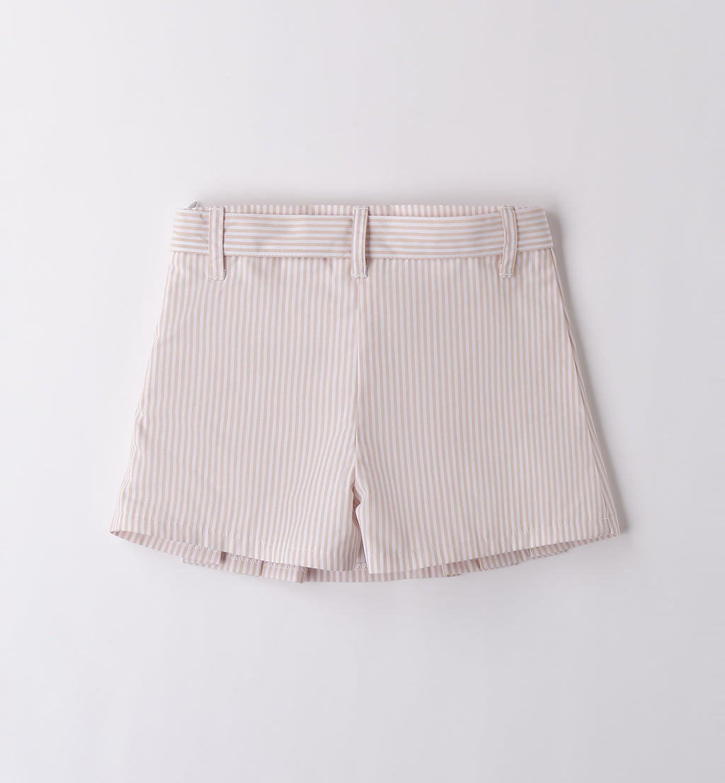 Retro gonna-pantalone a righe panna e beige per bambina

